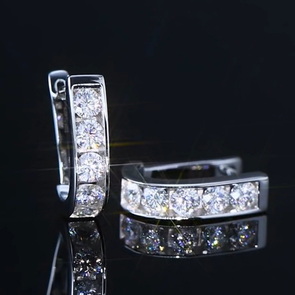 Moissanite Jewelry - Certified 1.00ct VVS1 Moissanite Diamond Luxury U Shape Hoop Earrings